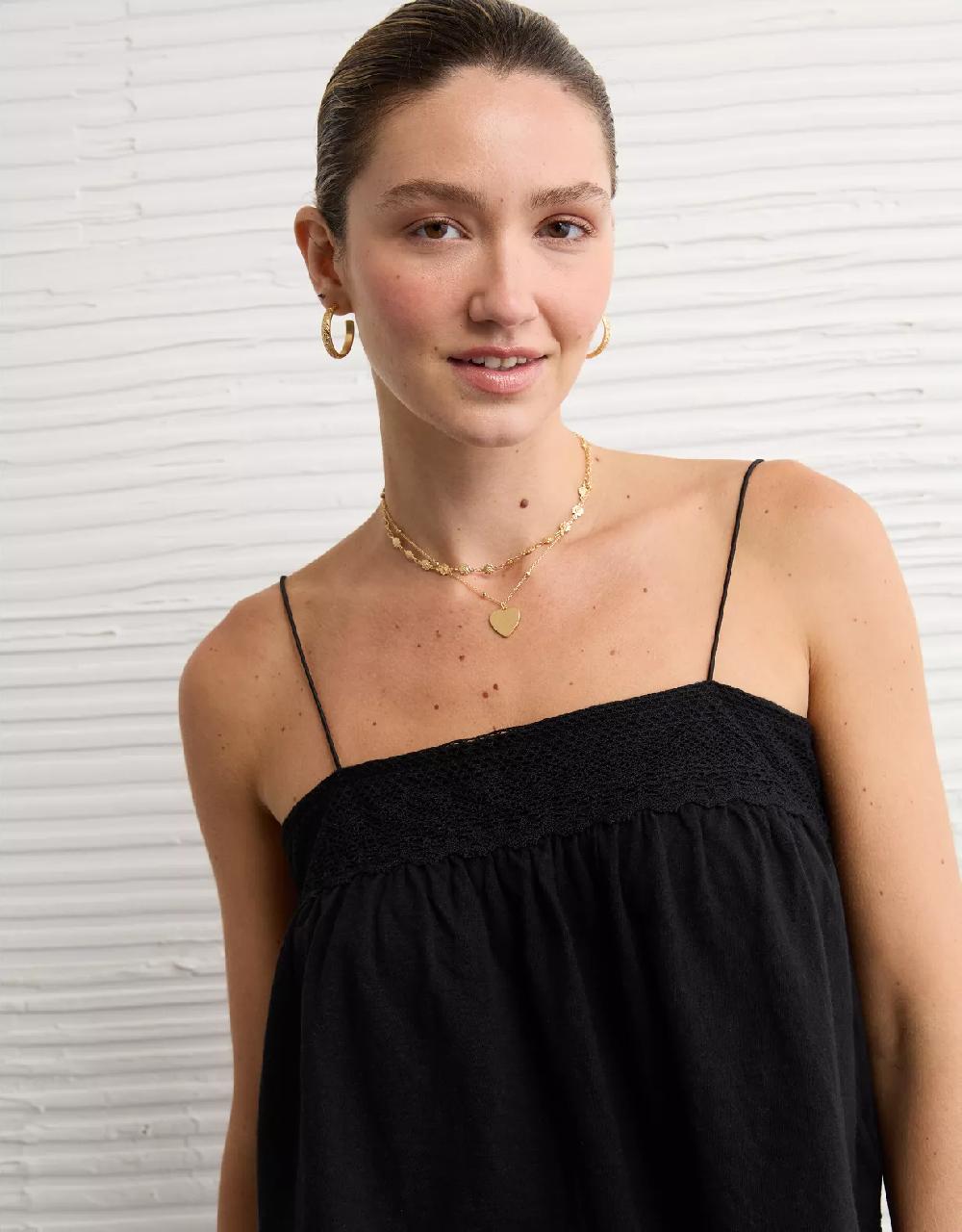 aeo AE Sunchaser Knit Lace Trim Cami