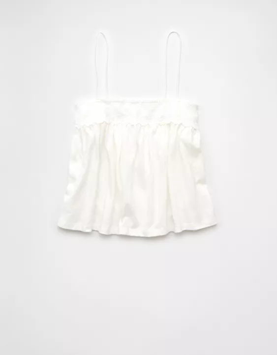 Aeo AE Sunchaser Knit Lace Trim Cami