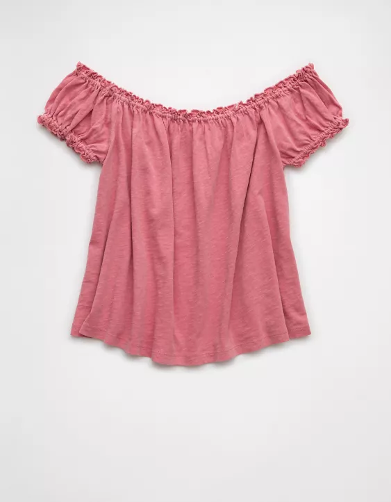 Aeo AE Sunchaser Knit Off The Shoulder Swing Top