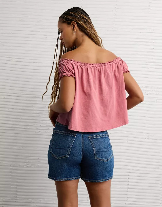 Aeo AE Sunchaser Knit Off The Shoulder Swing Top
