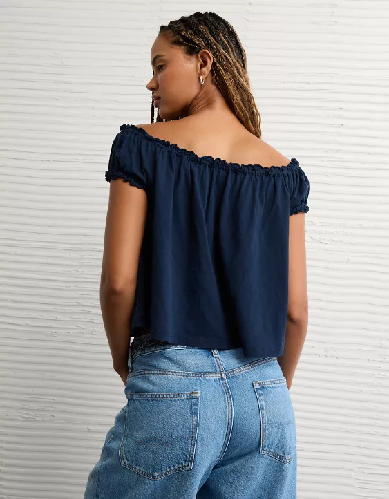 Aeo AE Sunchaser Knit Off The Shoulder Swing Top