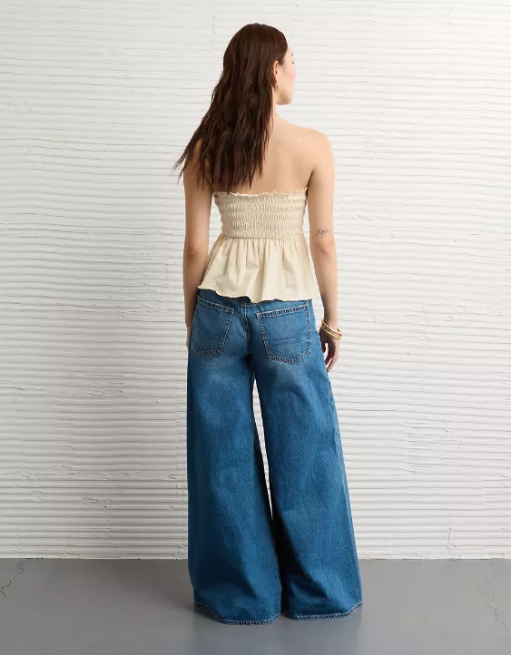 Aeo AE Sunchaser Knit Ruffle Smocked Tube Top