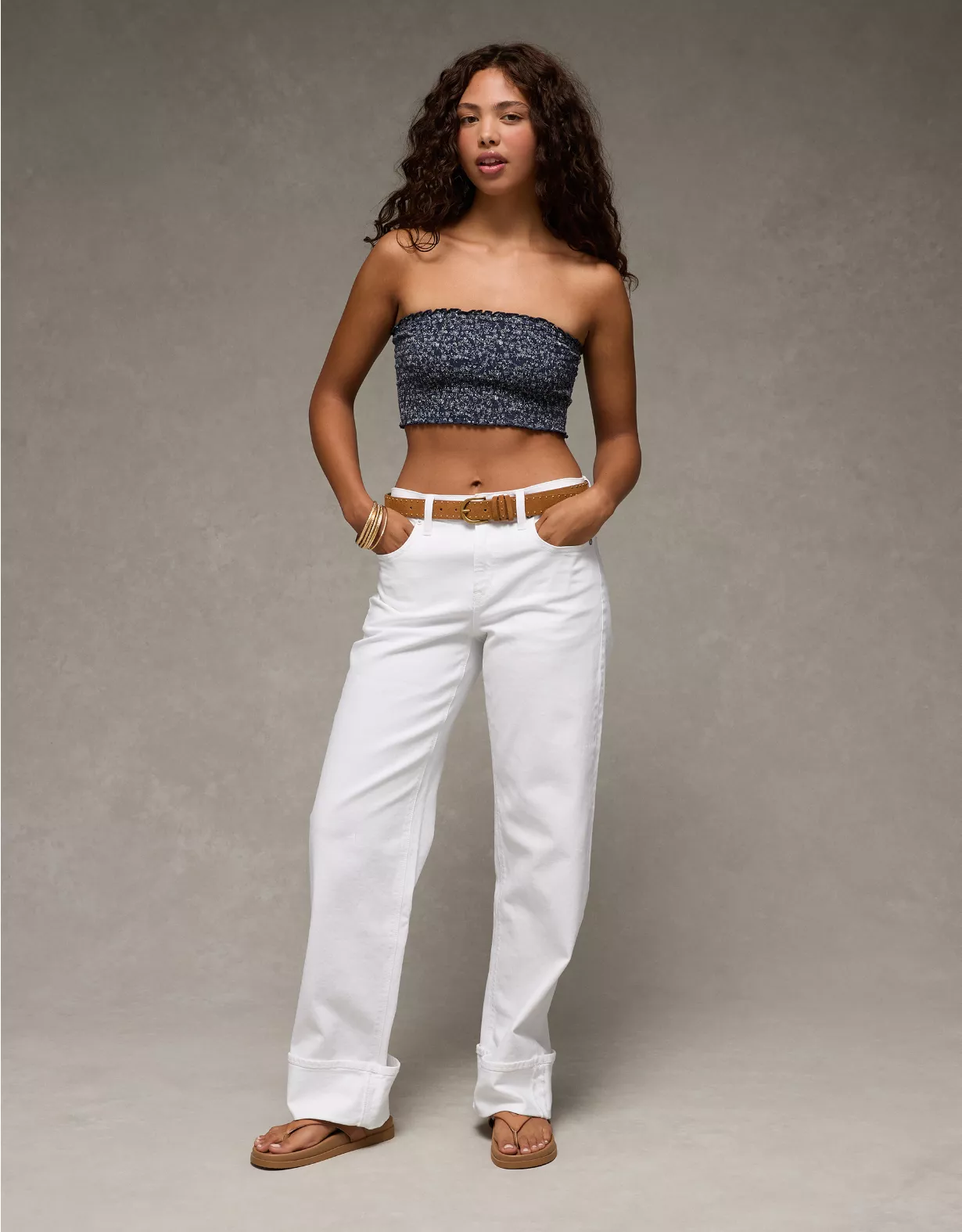 aeo AE Sunchaser Knit Smocked Bandeau