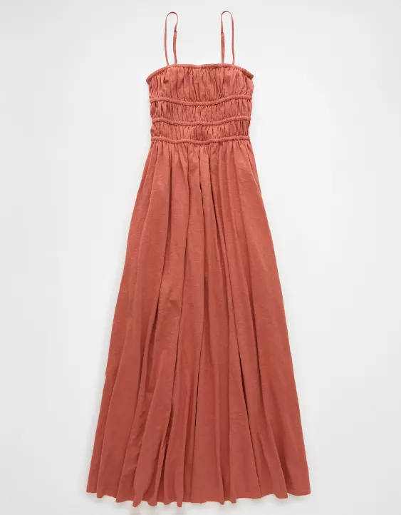 Aeo AE Sunchaser Knit Smocked Bodice Midi Dress