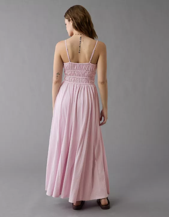 Aeo AE Sunchaser Knit Smocked Bodice Midi Dress