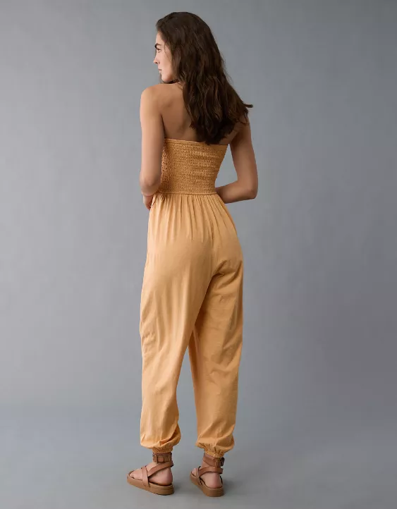 Aeo AE Sunchaser Knit Smocked Tube Jumpsuit