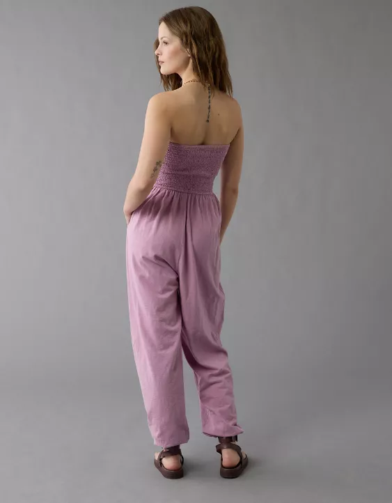 Aeo AE Sunchaser Knit Smocked Tube Jumpsuit