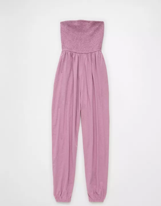 Aeo AE Sunchaser Knit Smocked Tube Jumpsuit
