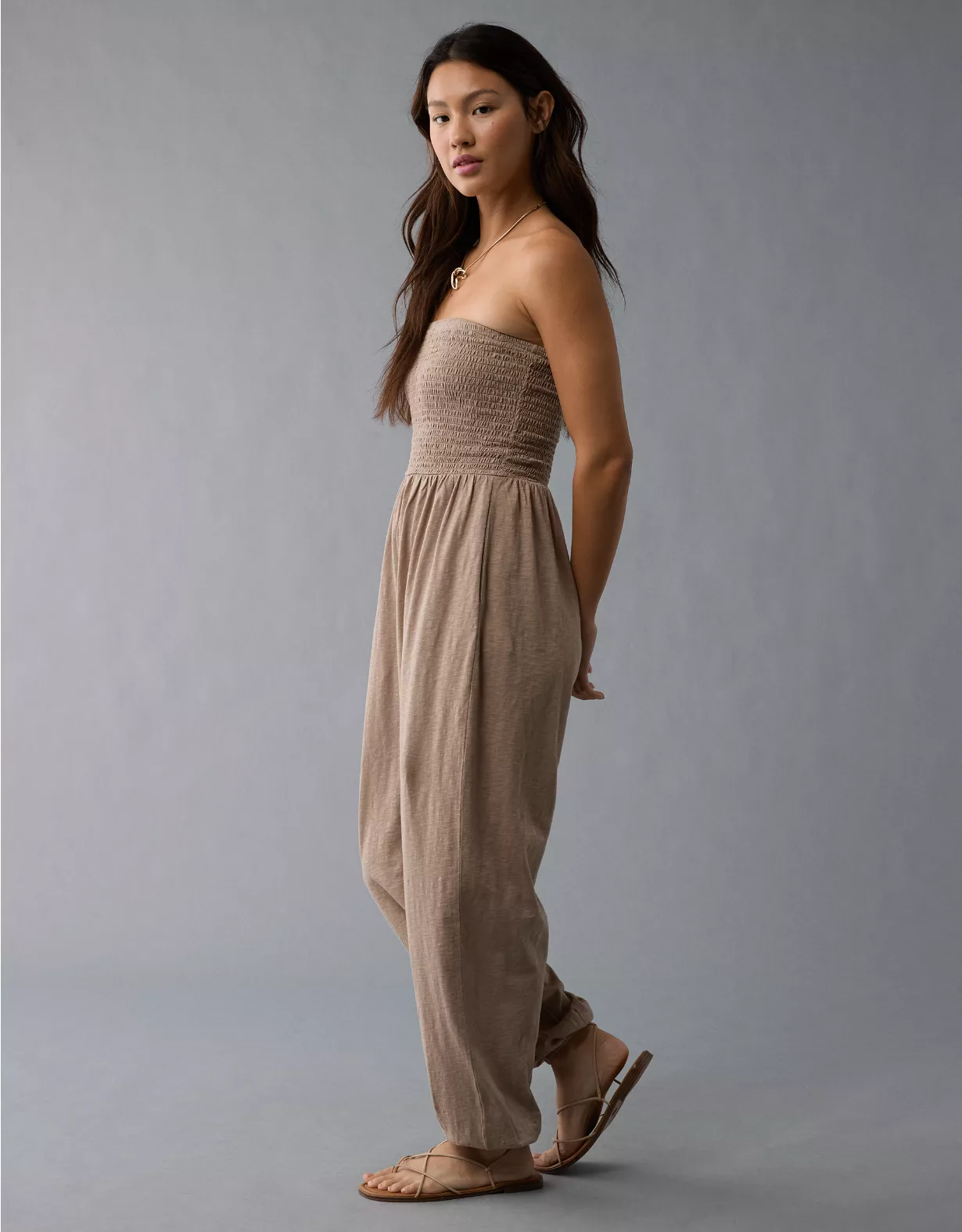 aeo AE Sunchaser Knit Smocked Tube Jumpsuit