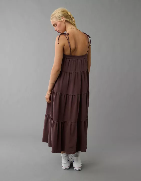 Aeo AE Sunchaser Knit Tie Shoulder Maxi Dress