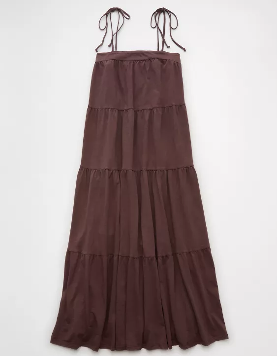 Aeo AE Sunchaser Knit Tie Shoulder Maxi Dress