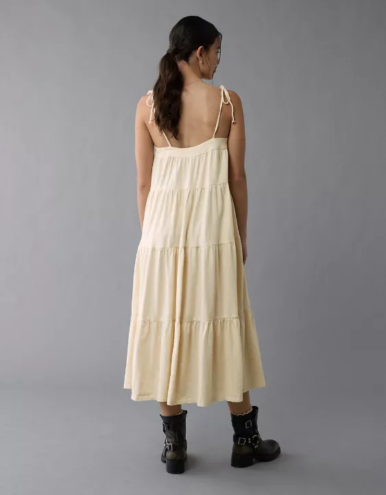 Aeo AE Sunchaser Knit Tie Shoulder Maxi Dress
