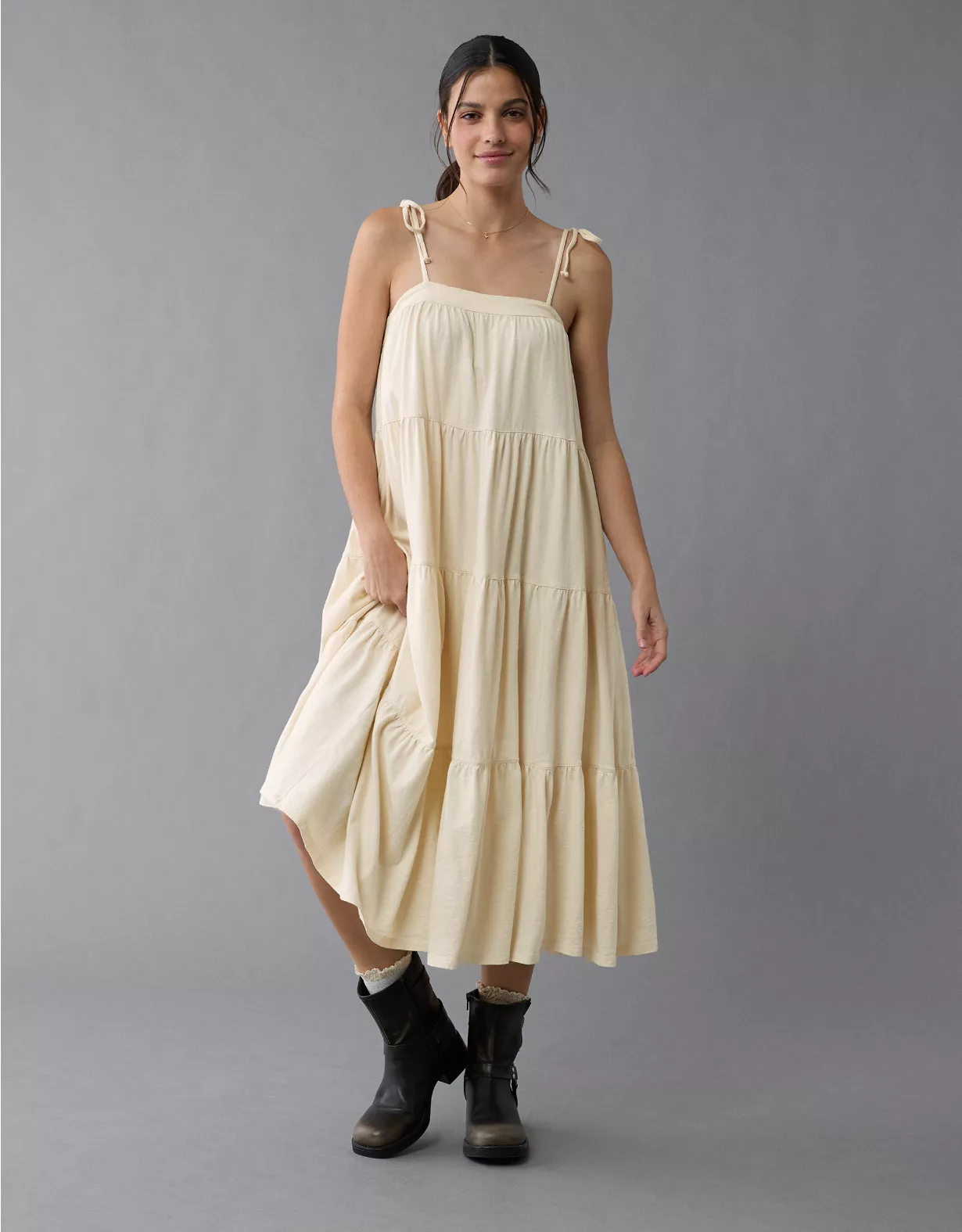 aeo AE Sunchaser Knit Tie Shoulder Maxi Dress