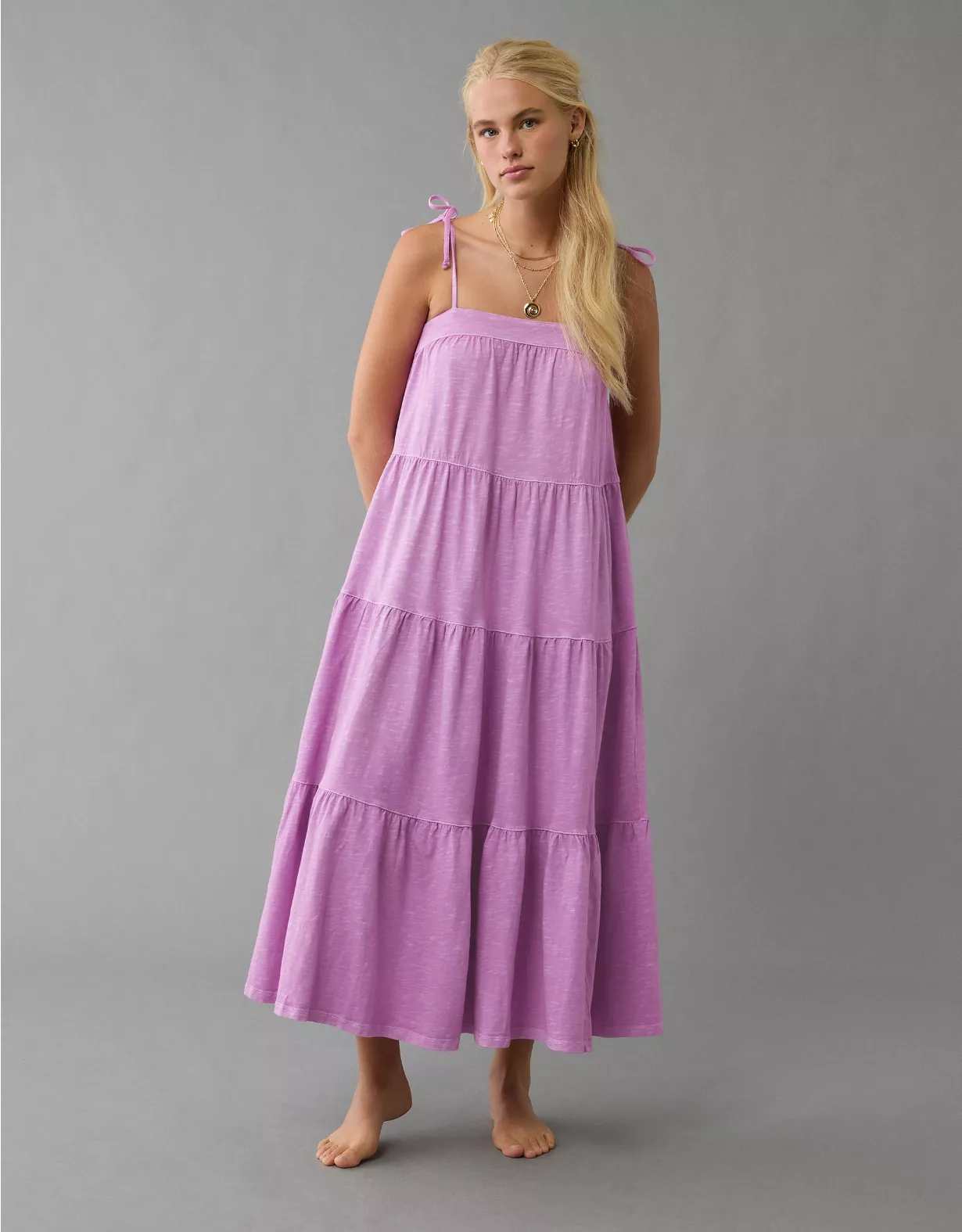 aeo AE Sunchaser Knit Tie Shoulder Maxi Dress