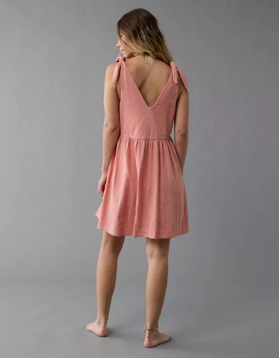 Aeo AE Sunchaser Knit Tie Shoulder Mini Dress