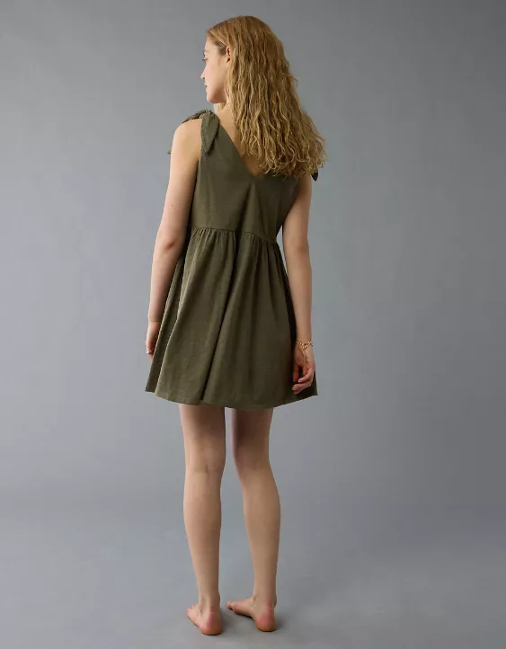 Aeo AE Sunchaser Knit Tie Shoulder Mini Dress