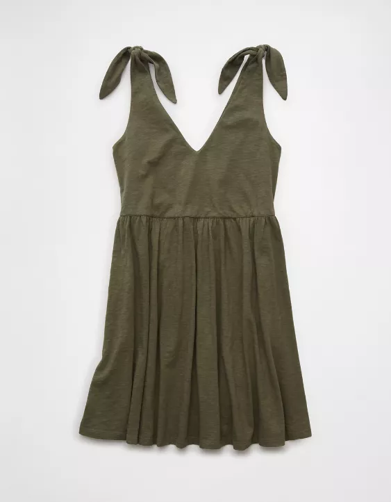 Aeo AE Sunchaser Knit Tie Shoulder Mini Dress