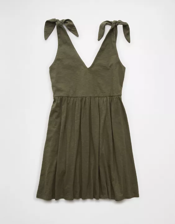 Aeo AE Sunchaser Knit Tie Shoulder Mini Dress