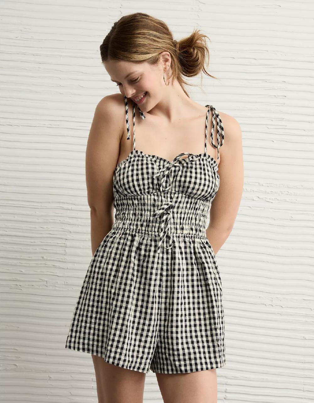 aeo AE Sweetheart Bow Romper