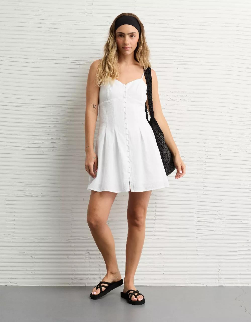 aeo AE Sweetheart Button-Up Mini Dress
