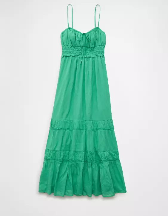 Aeo AE Sweetheart Tie Front Midi Dress