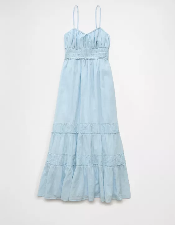 Aeo AE Sweetheart Tie Front Midi Dress