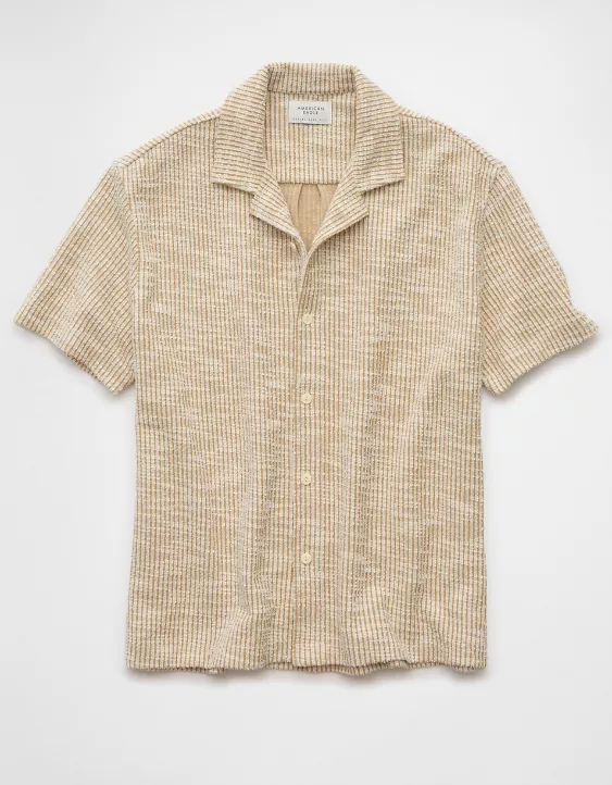 Aeo AE Textured Button-Up Camp Shirt