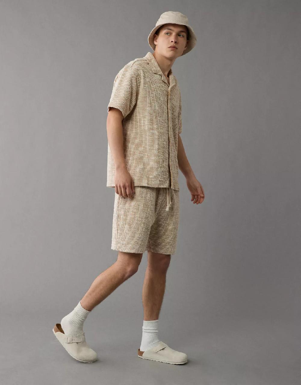 aeo AE Textured Button-Up Camp Shirt