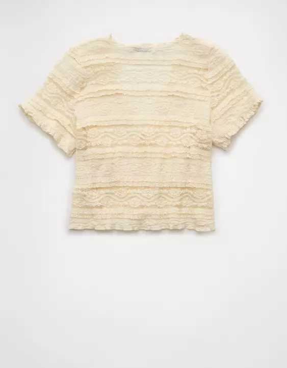 Aeo AE Tie Front Lace Shirt