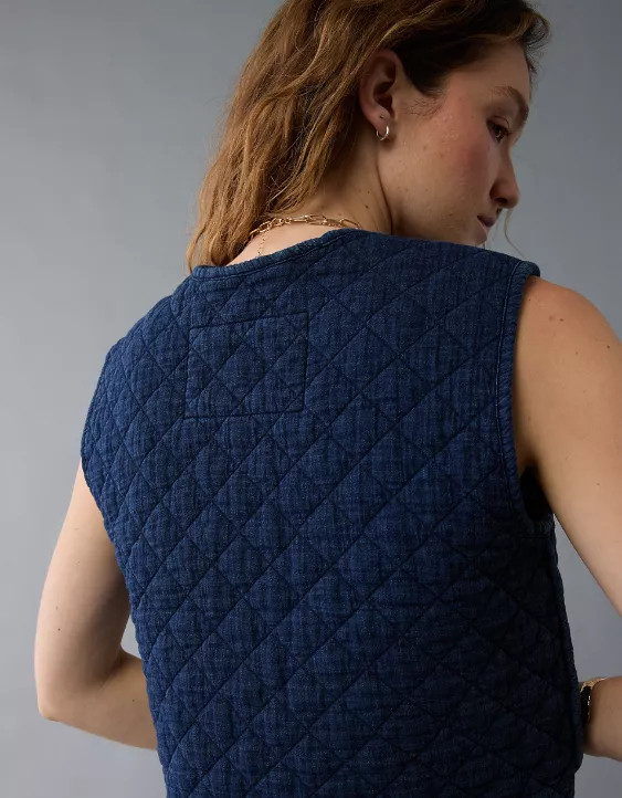 Aeo AE Tie Front Quilted Vest