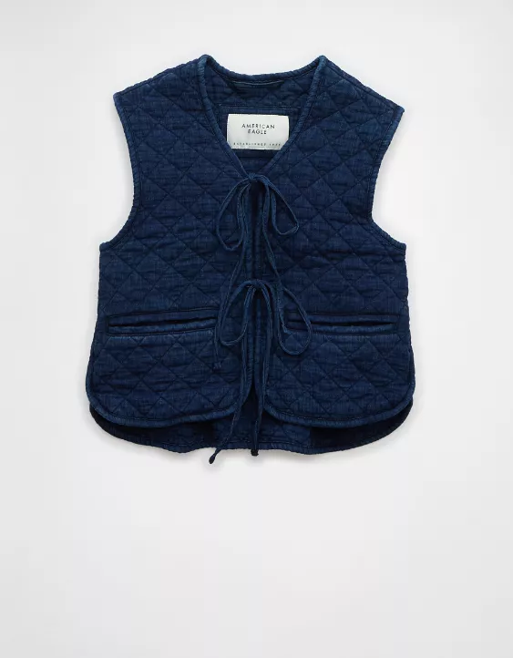 Aeo AE Tie Front Quilted Vest