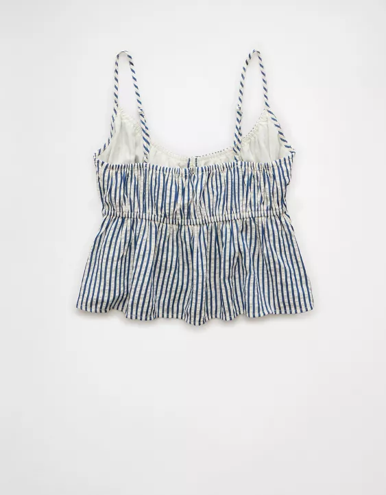 Aeo AE Tie Front Seersucker Cami
