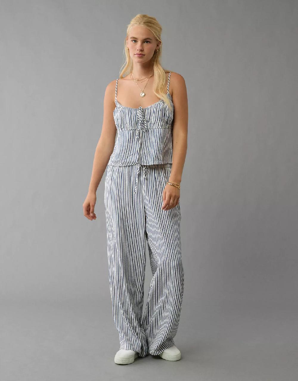 aeo AE Tie Front Seersucker Cami