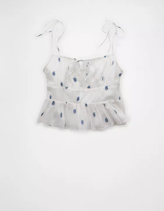 Aeo AE Tie Strap Corset Tank Top