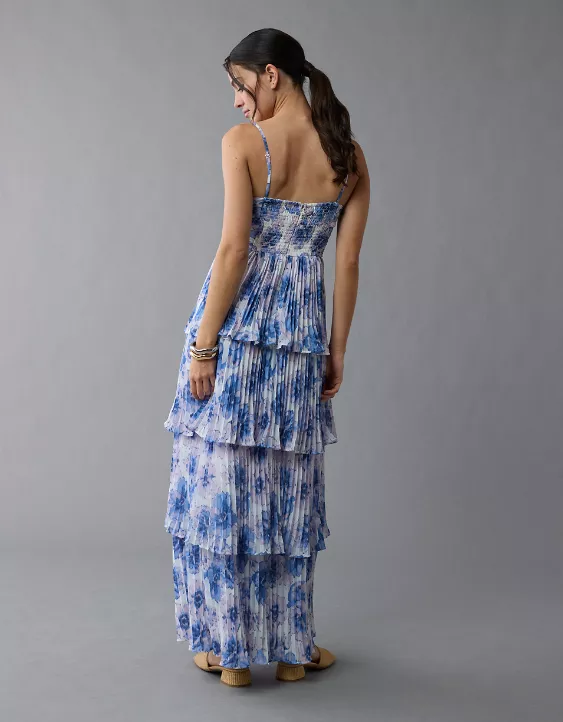 Aeo AE Tiered Pleated Maxi Dress
