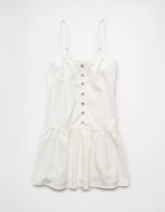 Aeo AE V-Neck Button-Up Denim Mini Dress