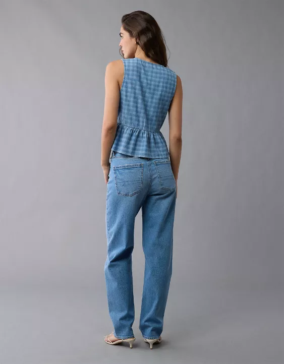 Aeo AE V-Neck Denim Babydoll Tank Top