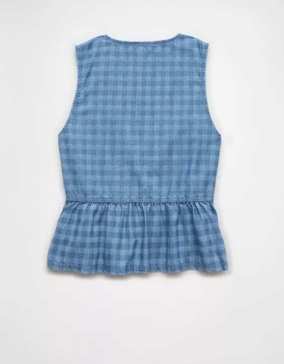 Aeo AE V-Neck Denim Babydoll Tank Top