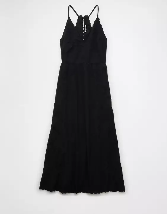 Aeo AE V-Neck Embroidered Midi Dress