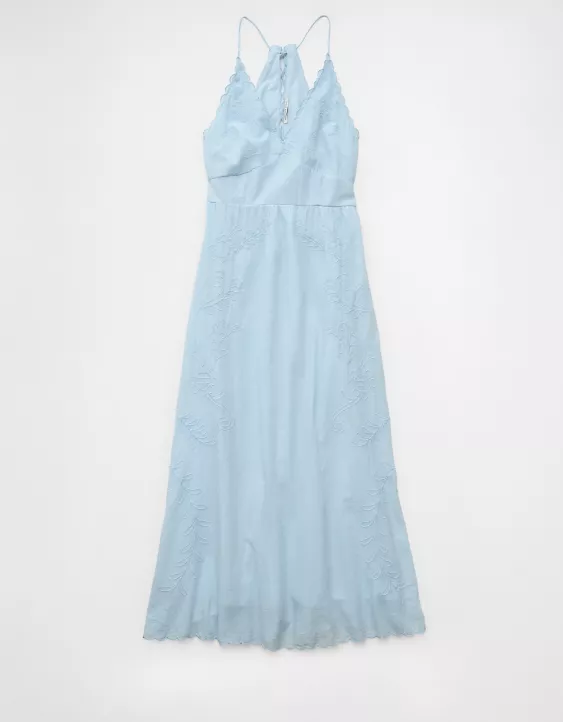 Aeo AE V-Neck Embroidered Midi Dress