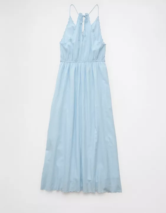 Aeo AE V-Neck Embroidered Midi Dress