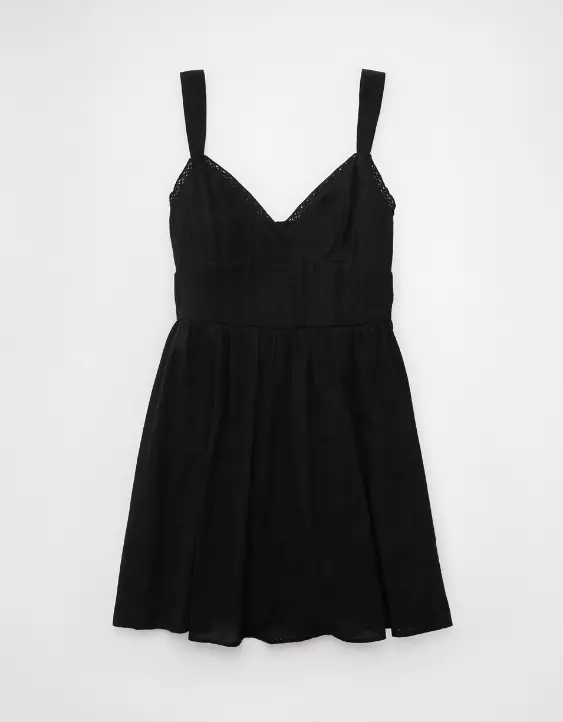 Aeo AE V-Neck Eyelet Mini Dress