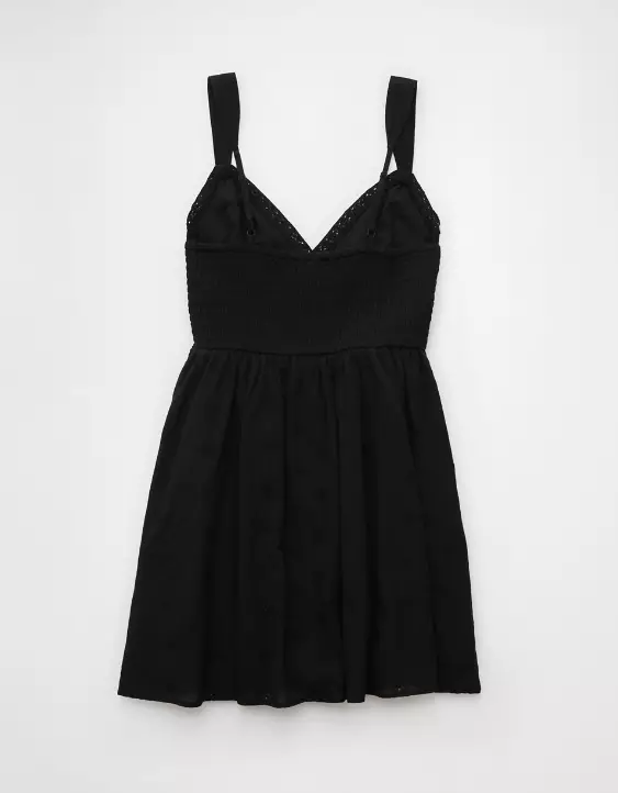 Aeo AE V-Neck Eyelet Mini Dress