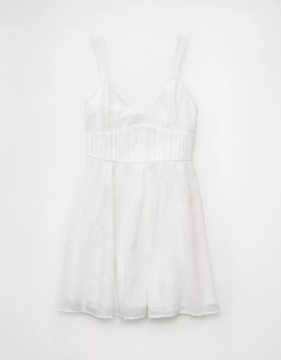 Aeo AE V-Neck Eyelet Mini Dress