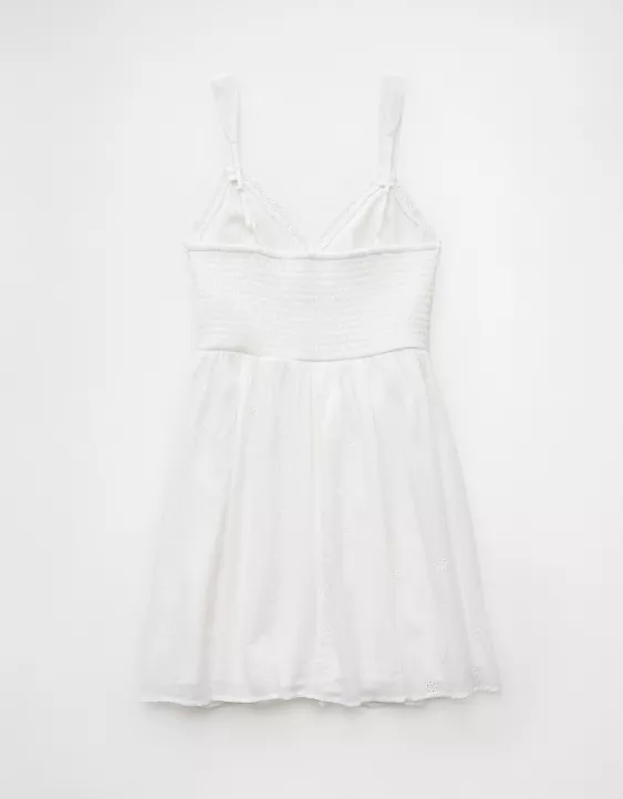 Aeo AE V-Neck Eyelet Mini Dress