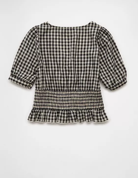 Aeo AE V-Neck Puff Sleeve Corset Shirt