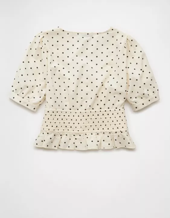 Aeo AE V-Neck Puff Sleeve Corset Shirt