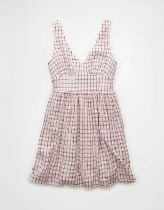 Aeo AE V-Neck Scalloped Mini Dress