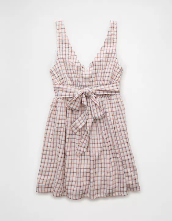 Aeo AE V-Neck Scalloped Mini Dress