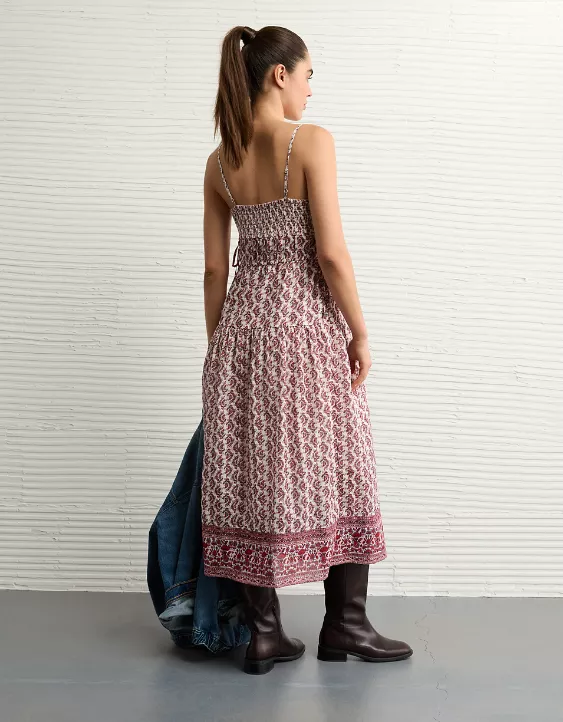 Aeo AE V-Neck Side Tie Midi Dress